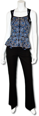 Torn by Ronny Kobo Chloe Peplum Top with Robert Rodriguez black flare pants